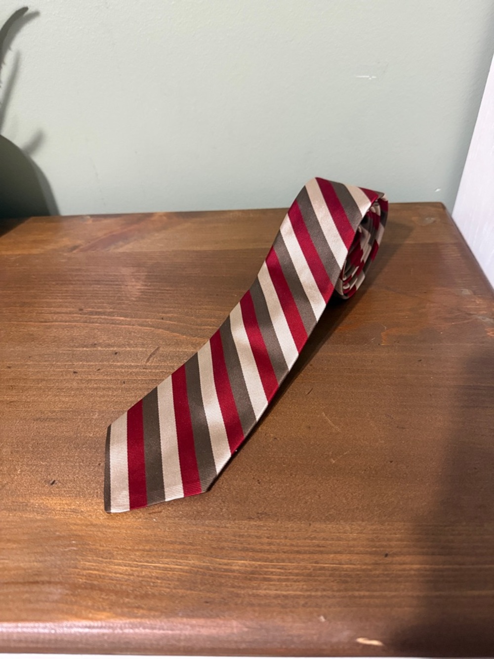Dooney & Bourke Red, Brown & Cream Striped Men's Tie